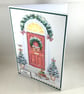 Handmade Christmas card - snowy front door - Image 6