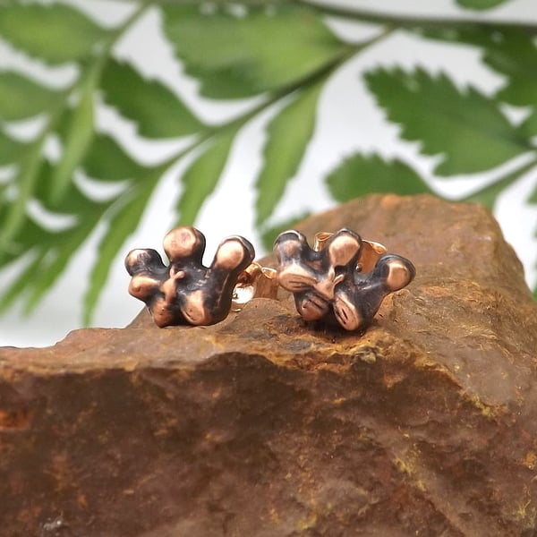 Recycled Copper Queen Bee Stud Earrings.