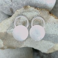 Sterling silver clip on stud earrings with rose quartz stones