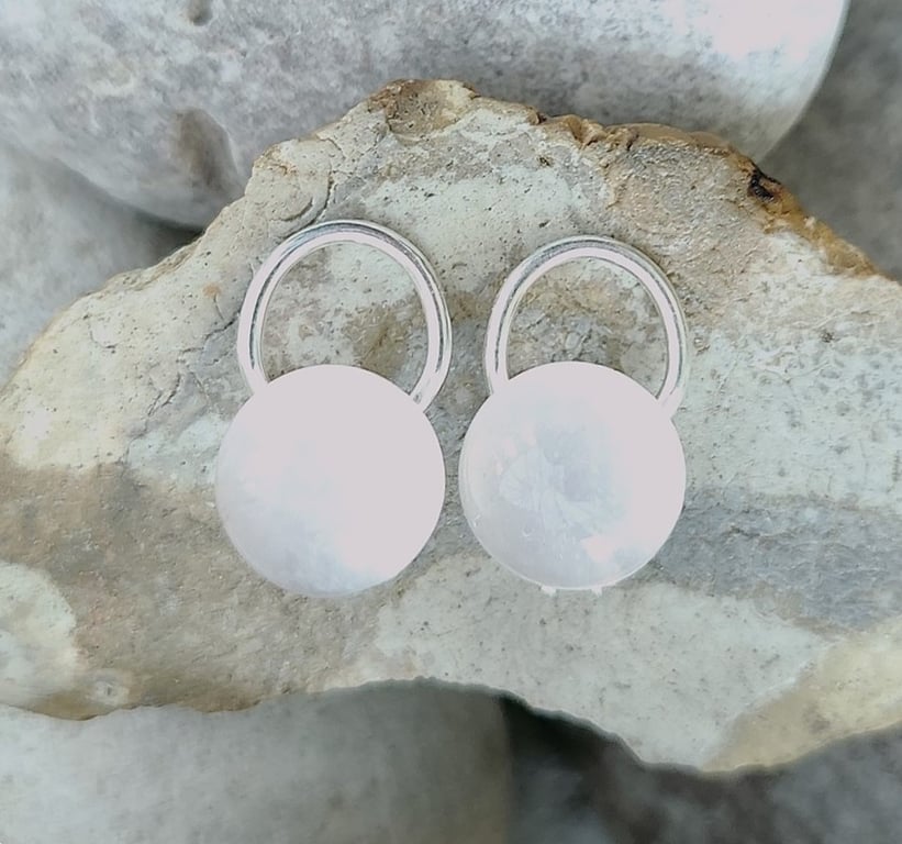 Sterling silver clip on stud earrings with rose quartz stones
