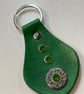 Green Leather Keyring with Celtic Design & 3 Green Gemstones - Image 5