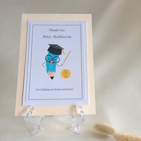Thank You Teacher Card - Personalised End Of Term Gift For Teachers