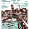 Cromer No.1 A3 poster-print (light teal & dark red)