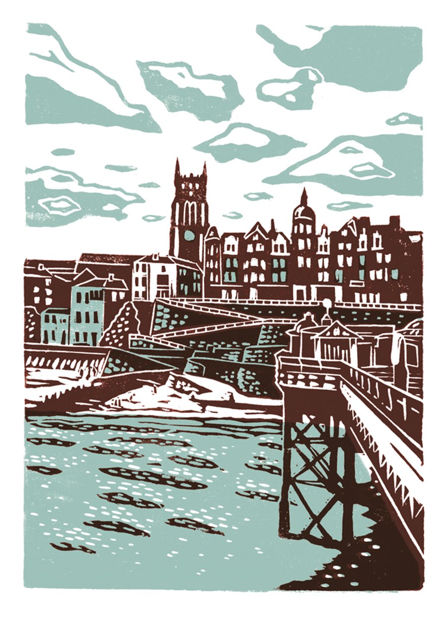 Cromer No.1 A3 poster-print (light teal & dark red)