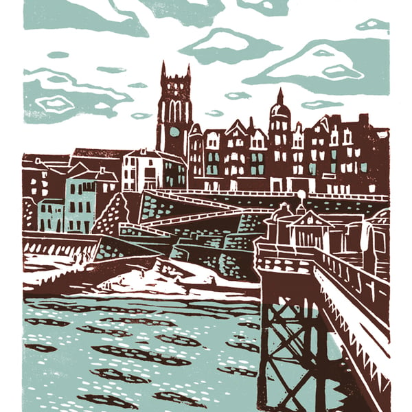 Cromer No.1 A3 poster-print (light teal & dark red)