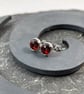  Garnet stud earrings sterling silver , gemstone studs pinky red - Image 8