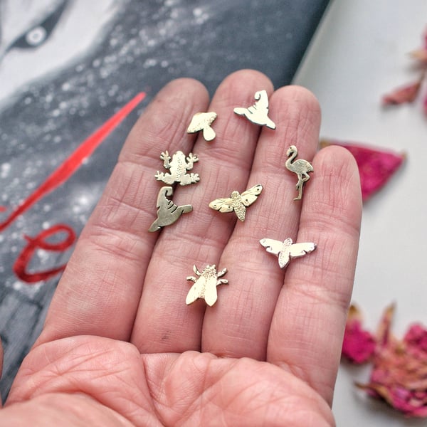 Dark Autumn Eco Silver or Reclaimed Brass Stud Earrings