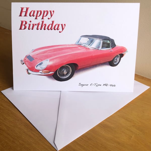 Jaguar E-Type Mk1 1966 - Birthday, Anniversary, Retirement or Plain Card