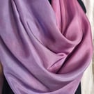 Pure silk large square scarf in purple and pink, hand-dyed