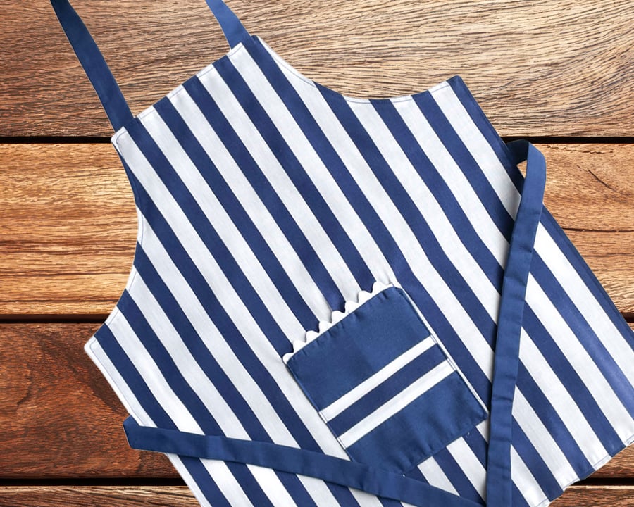 Handmade Children's Apron, Small Apron, Coloured Striped Design 3-5 yrs-CAPR19