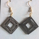 Geometric Black Wood Dangle Earrings