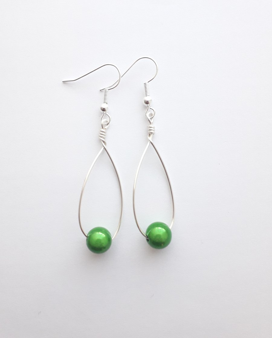 Green Miracle Swing Bead Earrings 