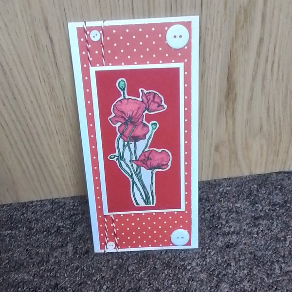 Poppies Card, Poppy Card, Blank Card, Flower Card