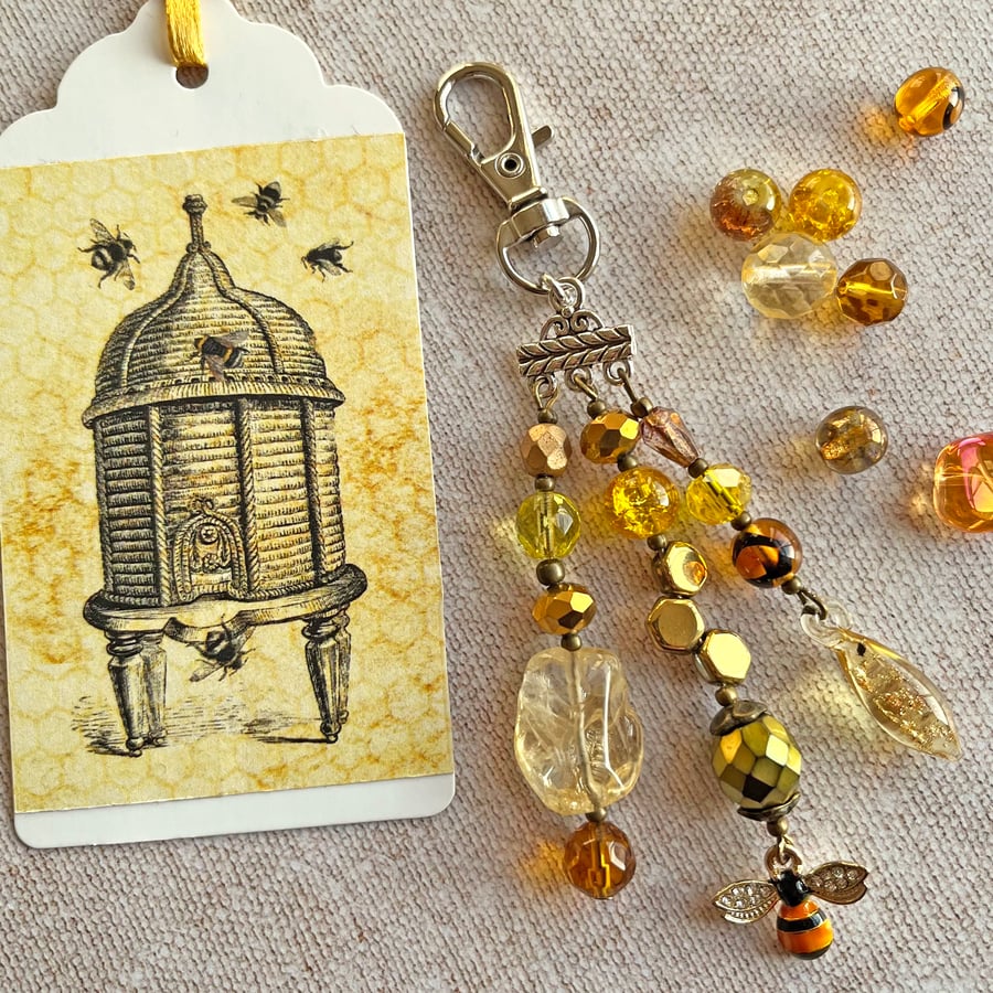 Bee bag charm, letterbox gift, gift for nature lovers, stocking filler