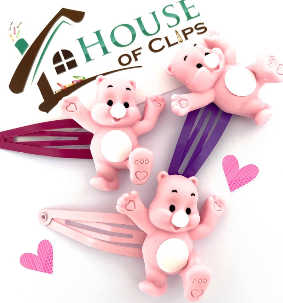 Bear Hug Clip x1 - Send A Hug - Little Gift Idea - Bear Hair Clips - Cute Hair C