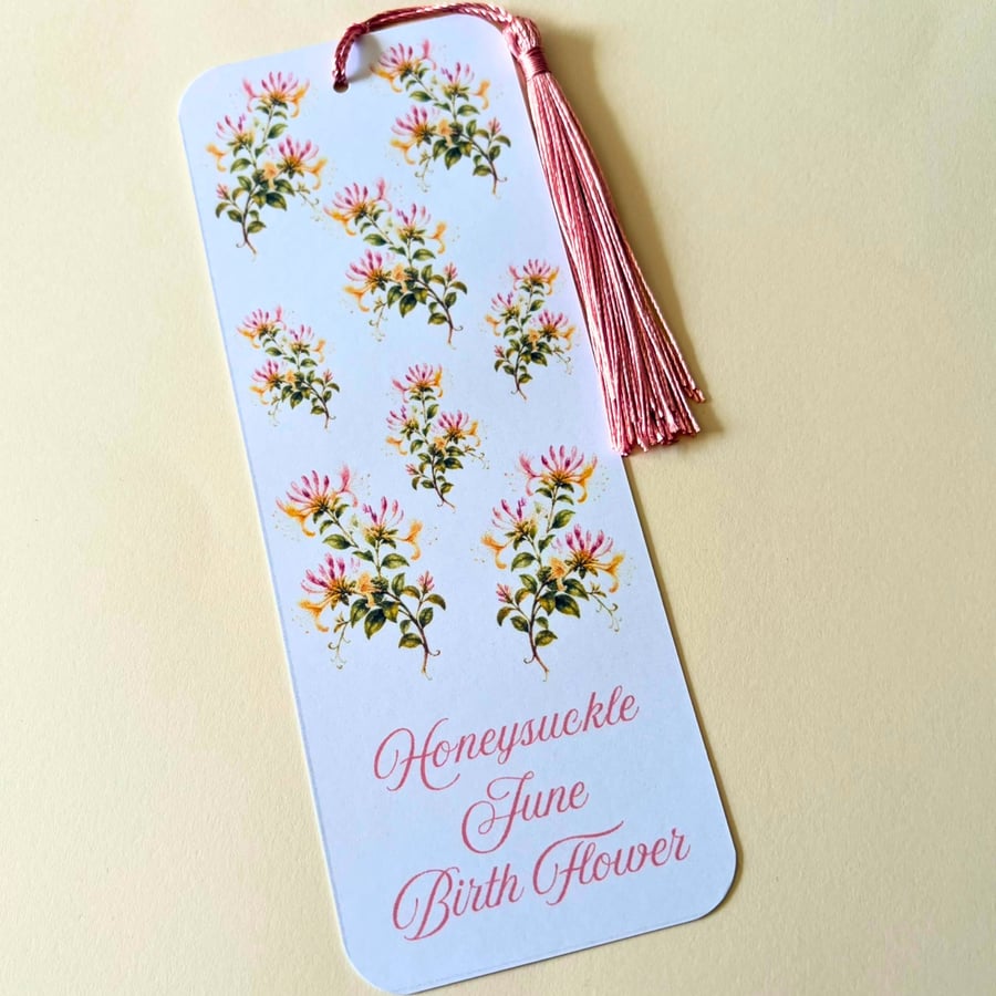 Honeysuckle Bookmark, June Birth Flower Bookmark, Botanical Gift for Book Lovers