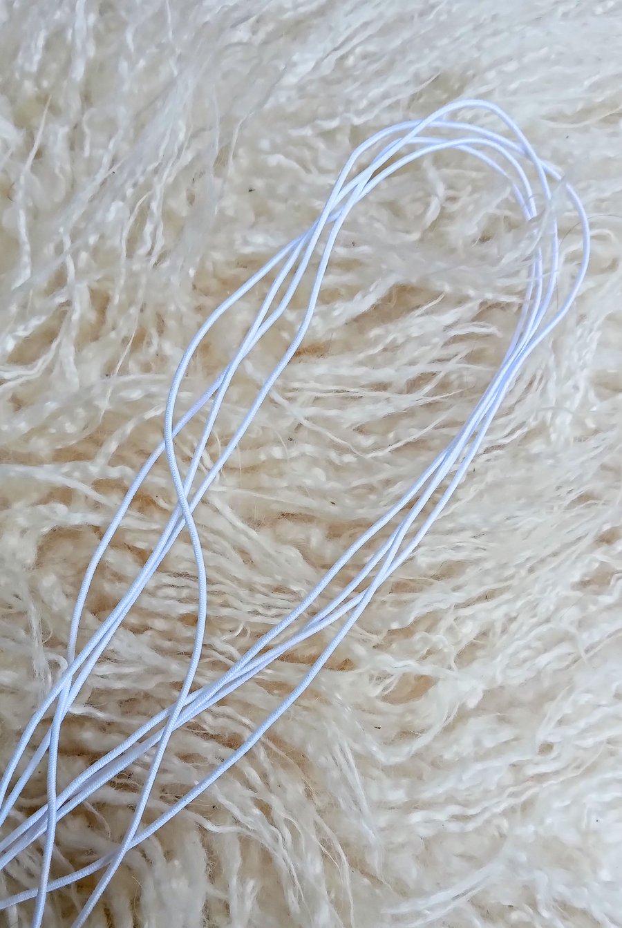 3 metres narrow round white elastic for mask making