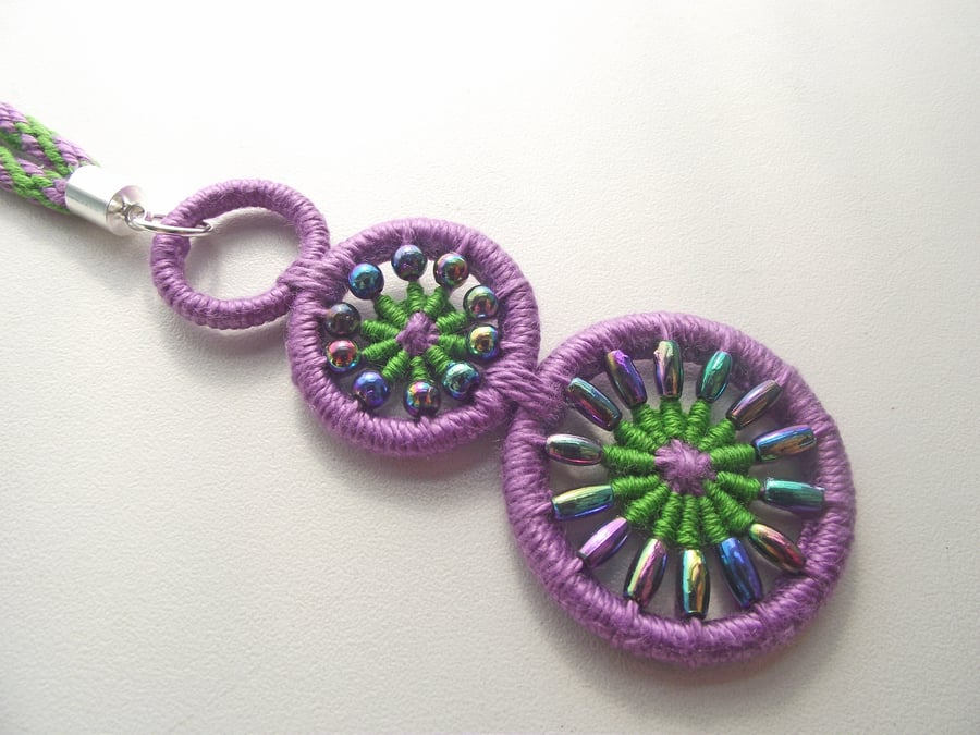 Statement Necklace, Handmade with Beaded Dorset Buttons and Kumihimo Braid