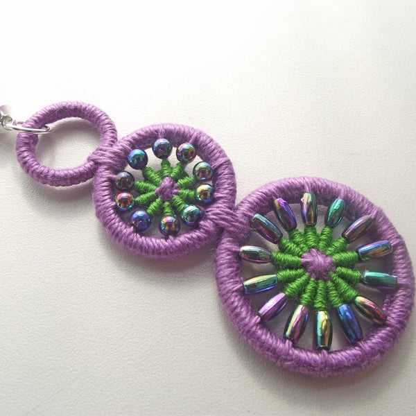 Statement Necklace, Handmade with Beaded Dorset Buttons and Kumihimo Braid