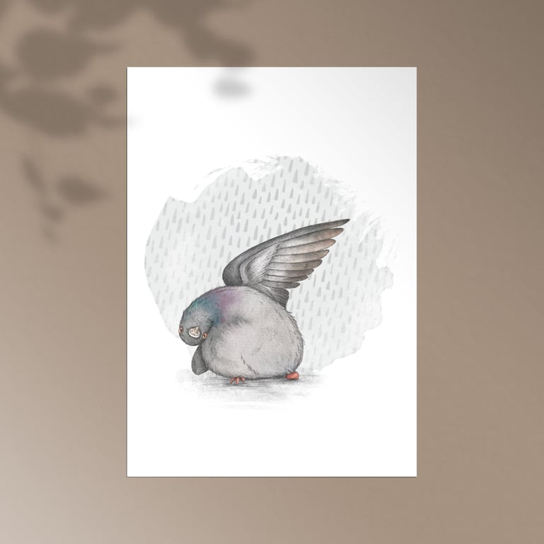 Funny Pigeon Large Postcard