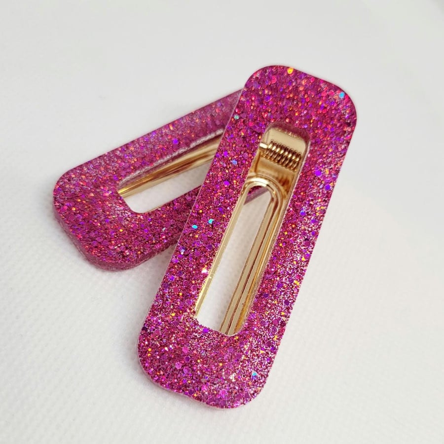 Hot Pink Chunky Hairclips