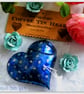 Blue Embossed Metal Heart decoration with star pattern. Hand Made.  - Image 3