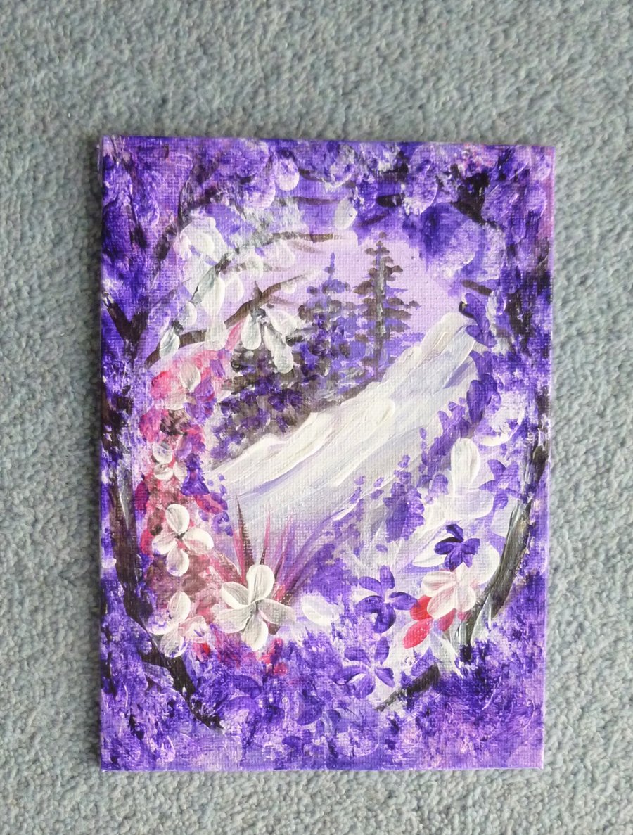 fantasy purple acrylic winter landscape ( ref F 380.A4 )