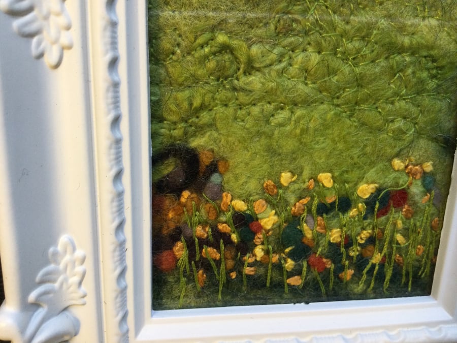 Yellow flowers - Felted Art work 