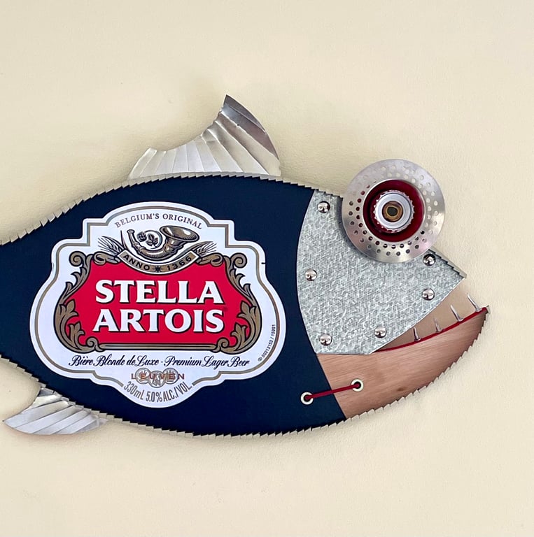 Stella Artois Lager steam Punk Fish Quirky Metal Fish Man Cave Restaurant  