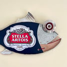 Handmade Reclaimed Wood: Steam Punk Wall Art Fish Decoration Stella Artois  