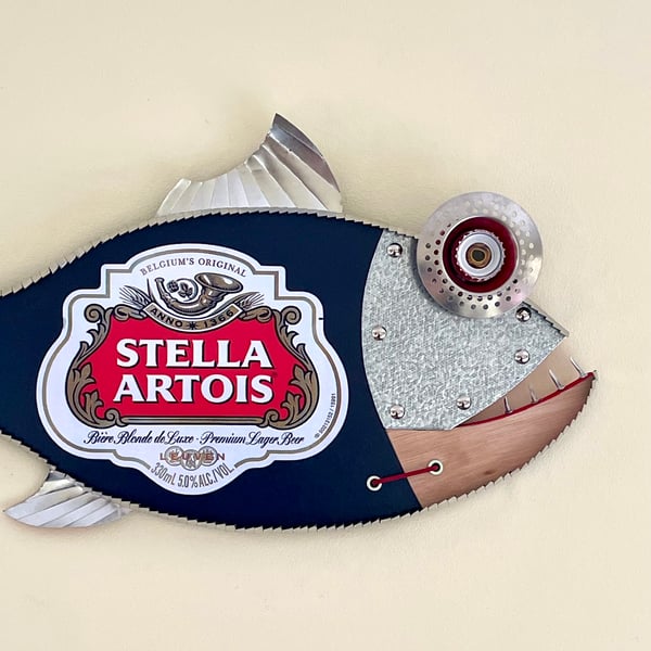 Stella Artois Lager steam Punk Fish Quirky Metal Fish Man Cave Restaurant  