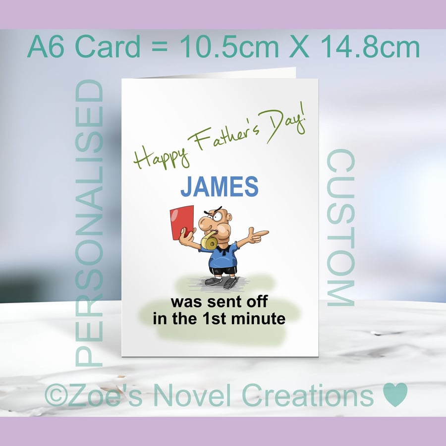Father's Day Football Card , personalised A6 10.5cm x 14.8cm