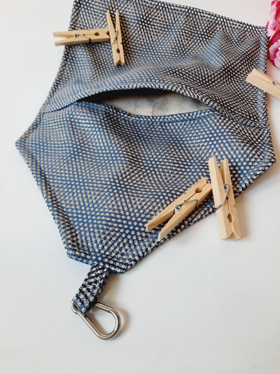 Blue and silver dot clip on peg bag