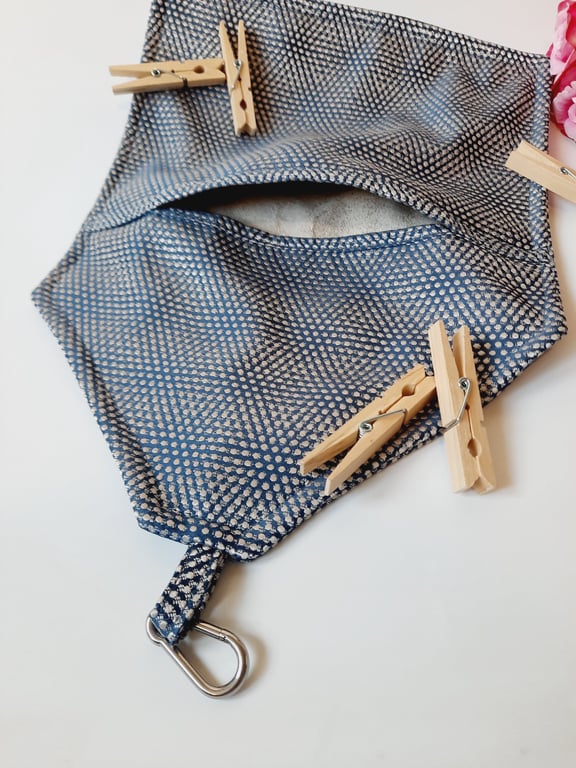 Blue and silver dot clip on peg bag