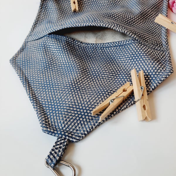 Blue and silver dot clip on peg bag