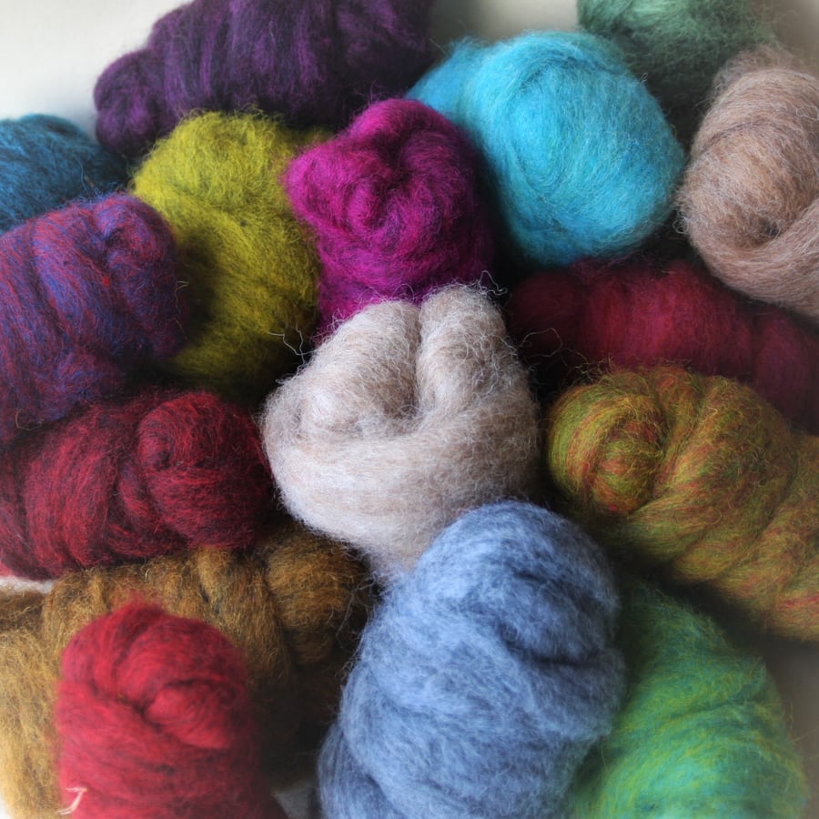 "Corriedale-Lucky Dip" Wool Pack - 150g carded wool slivers for felting