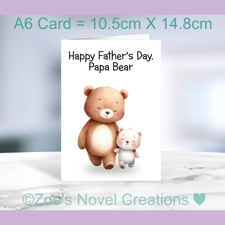 Papa Bear Father's Day Card A6 10.5cm x 14.8cm