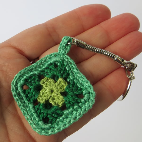 Crochet keyring, Miniature crochet, Granny square, Retro gift