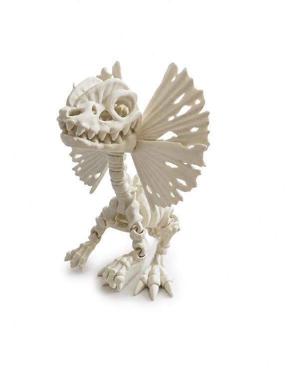 Flexible Skeleto Dilophosaurus Fidget Toy Articulated 3D Printed Flying Dinosaur