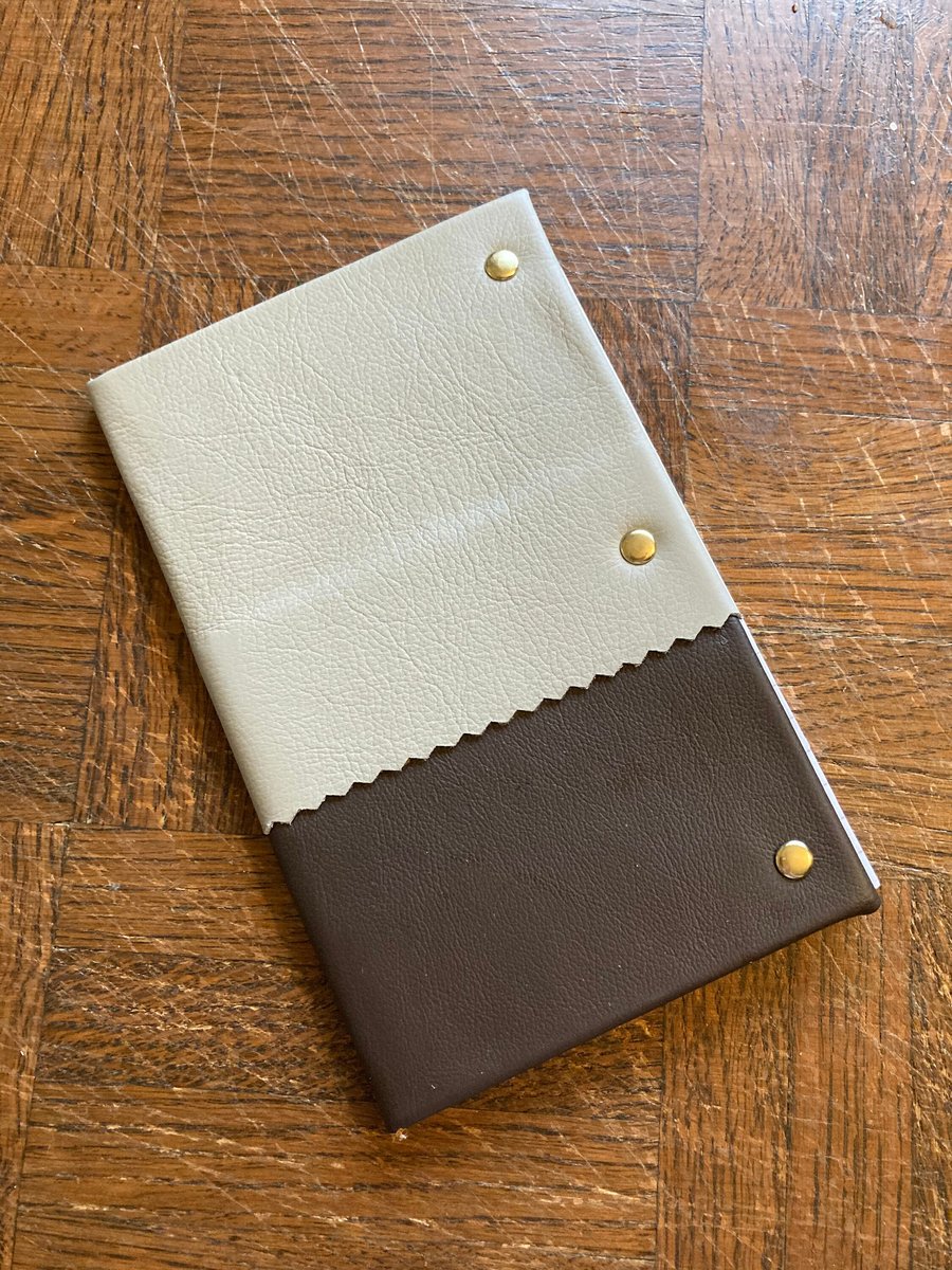 A6(ish): 2 tone brown leather bound notebook-journal