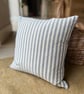 Vintage Belinda linen dark blue square cushion cover with striped back - Image 3