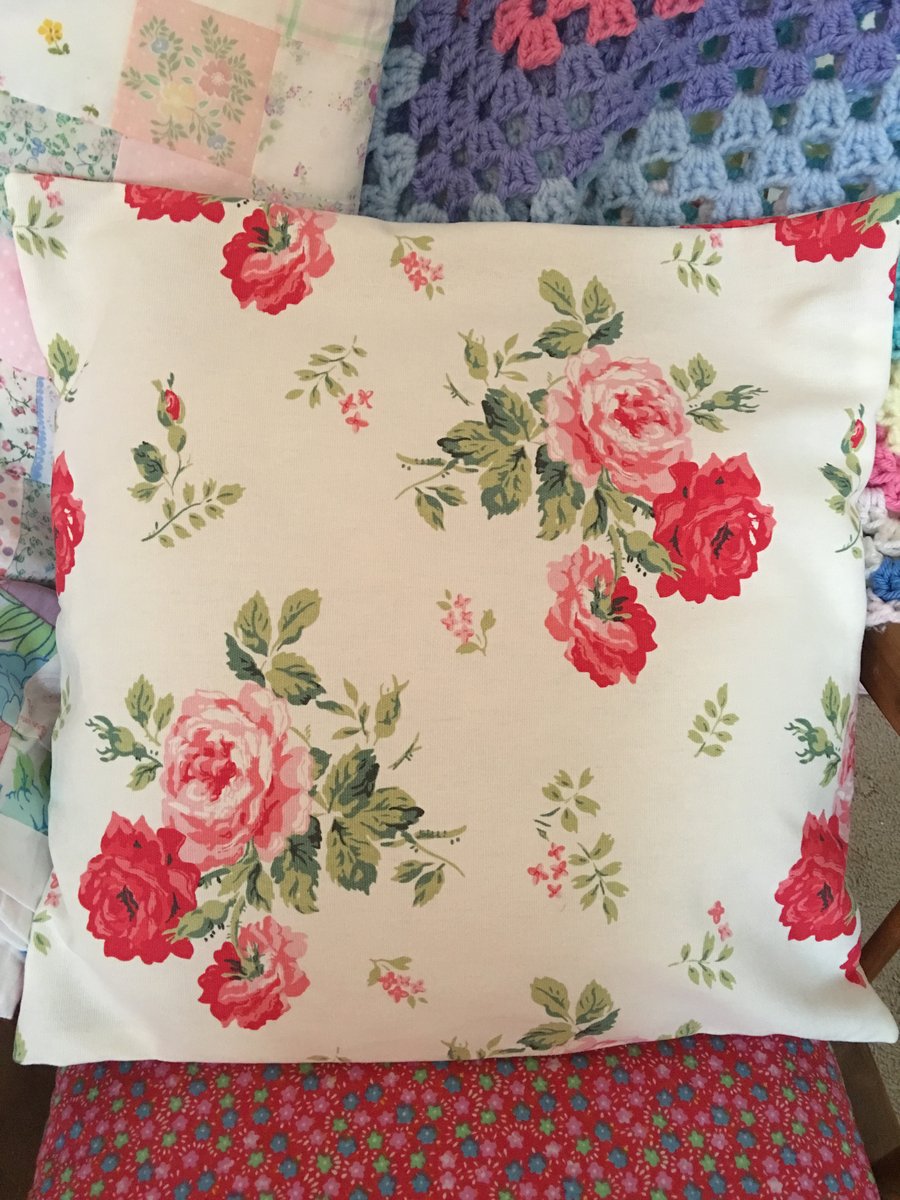 Cushion cover in Cath Kidston Antique rose  cotton duck fabric
