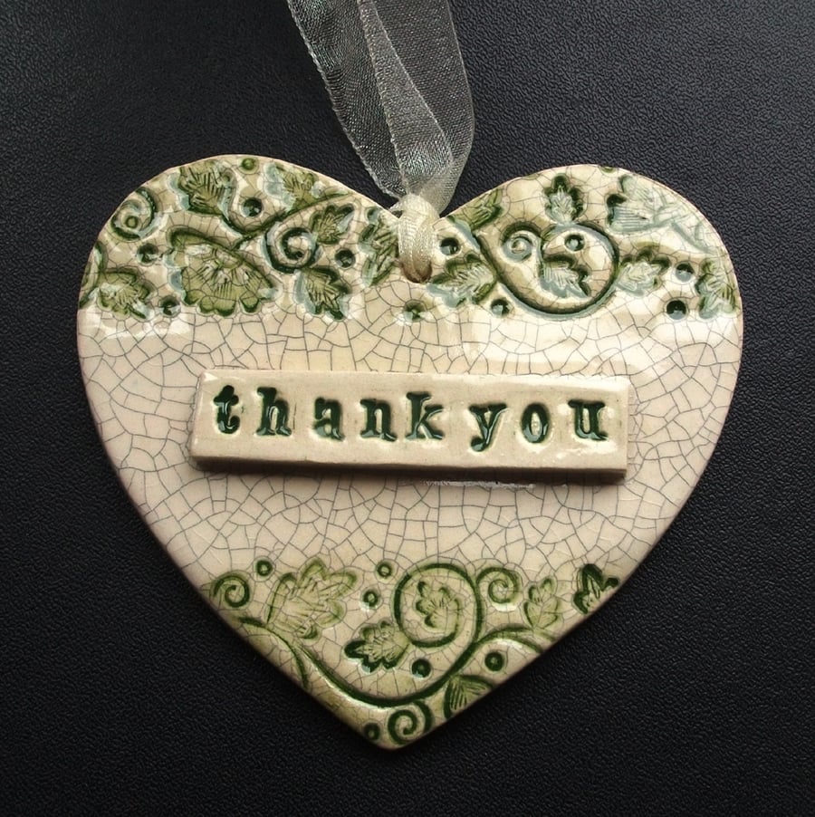 ceramic Thankyou heart decoration 