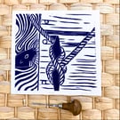 Seal print, seal Lino print, nautical print, nautical Lino print, wall art
