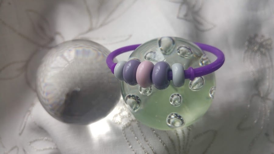 Purple, Pink and White Lampwork Jelly Bracelet