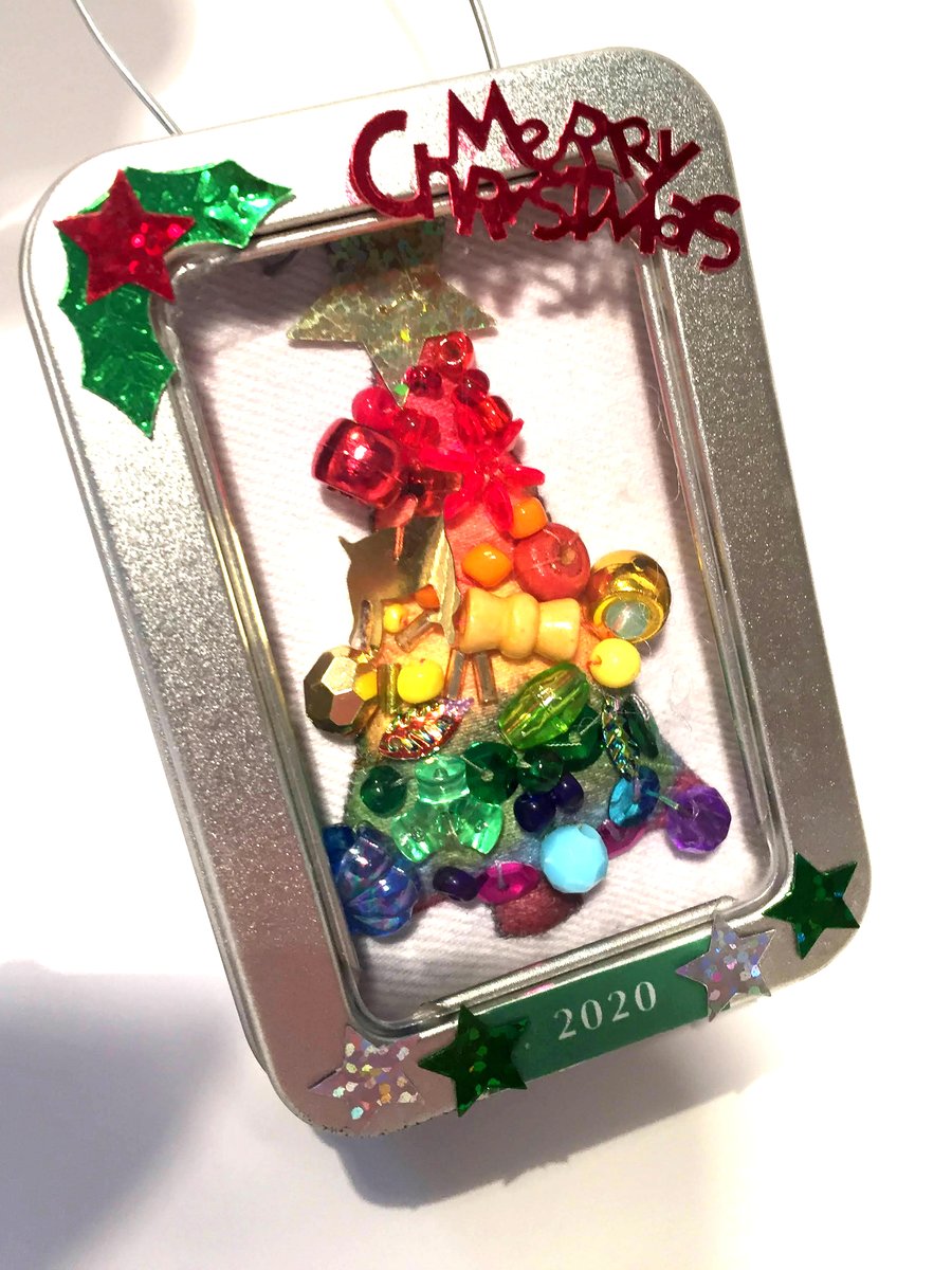 Rainbow Christmas tree in a tin, 2020 Christmas decoration, hanging decoration
