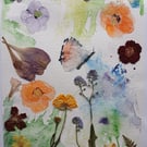 Butterfly Watercolour and Forget me nots Pressed flowers 