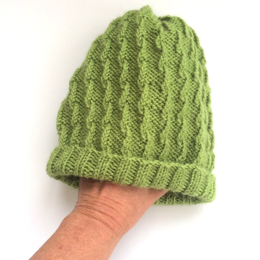 Green Knitted Beanie Hat 