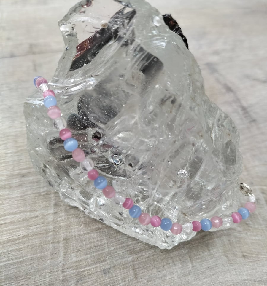 AL84 Pastel cats eye beaded anklet