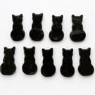 Pack of 9 smaller black cats made with Bullseye 90coe glass, halloween